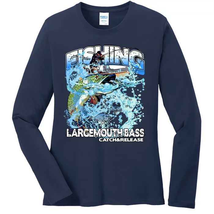 Catch And Release Largemouth Bass Fishing Ladies Long Sleeve Shirt