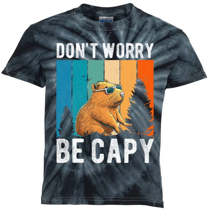 Capybara Animal Rodent Capybara Dont Be Worry Be Capy Kids Tie-Dye T-Shirt