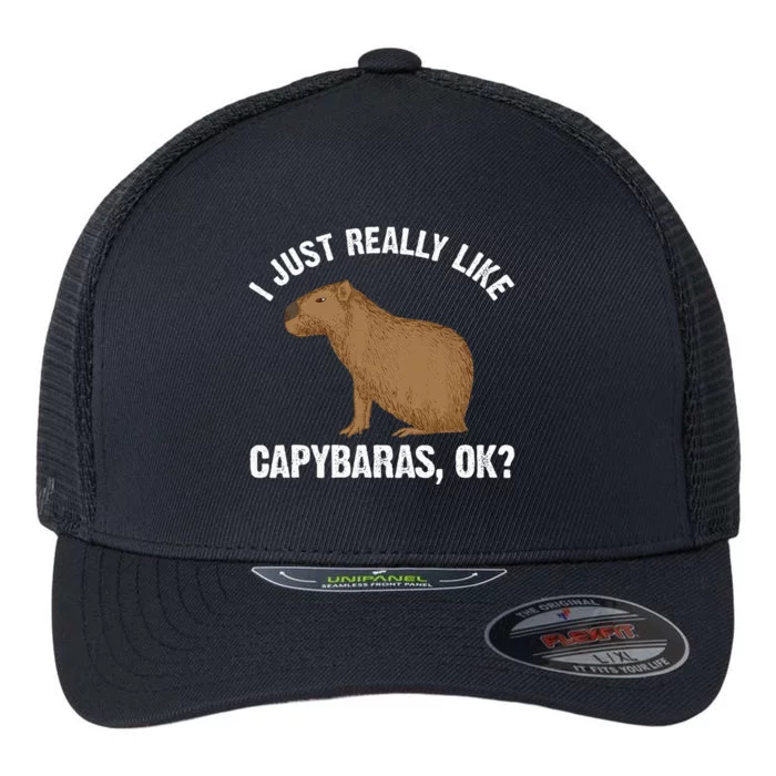 Capybara Art Rodent Capybara Lover Flexfit Unipanel Trucker Cap