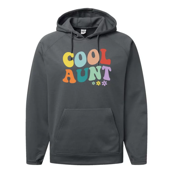 Cool Aunt Retro Gift Performance Fleece Hoodie