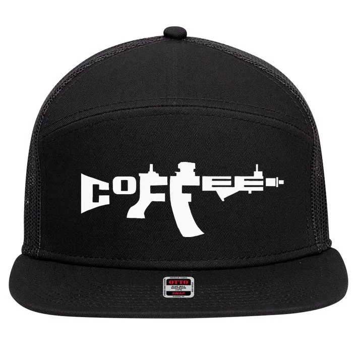 Coffee Ar15 Rifle Gun Owner 7 Panel Mesh Trucker Snapback Hat