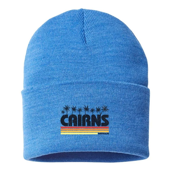 Cairns Australia Retro Tourism Cute Gift Sustainable Knit Beanie