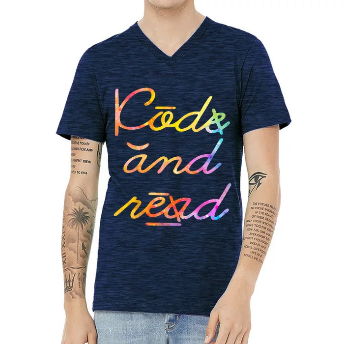 Code And Read Dyslexia Awareness V-Neck T-Shirt