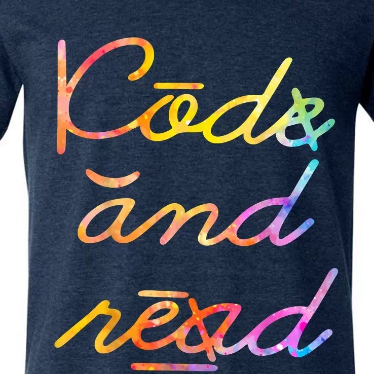 Code And Read Dyslexia Awareness V-Neck T-Shirt