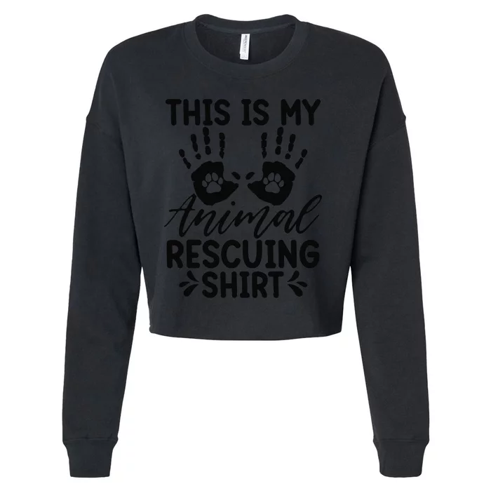 Cute Animal Rescue Art Dog Cat Exotic Rescuing Cropped Pullover Crew