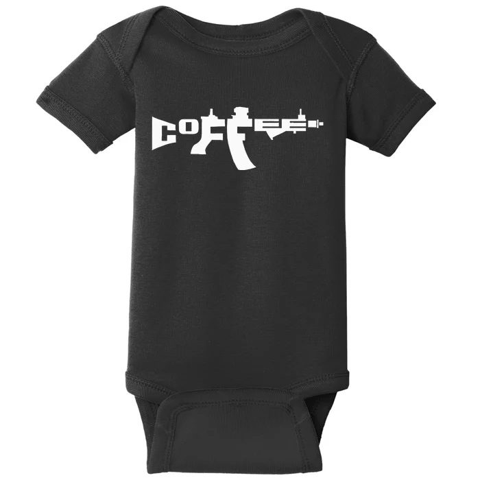 Coffee AR15 Rifle Gun Owner Baby Bodysuit