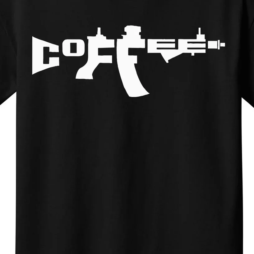 Coffee AR15 Rifle Gun Owner Kids T-Shirt