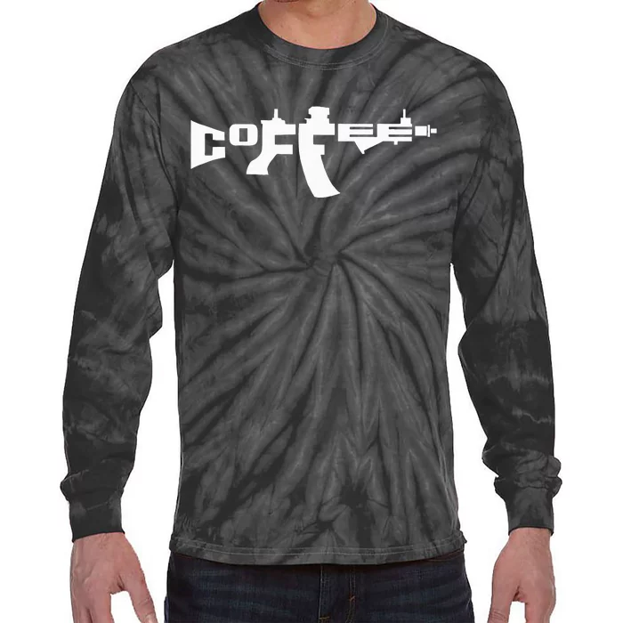 Coffee AR15 Rifle Gun Owner Tie-Dye Long Sleeve Shirt