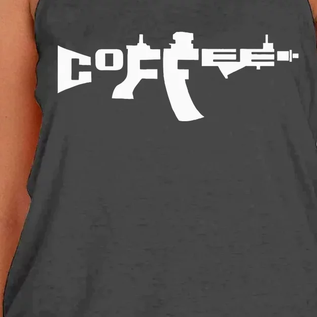 Coffee AR15 Rifle Gun Owner Women's Knotted Racerback Tank