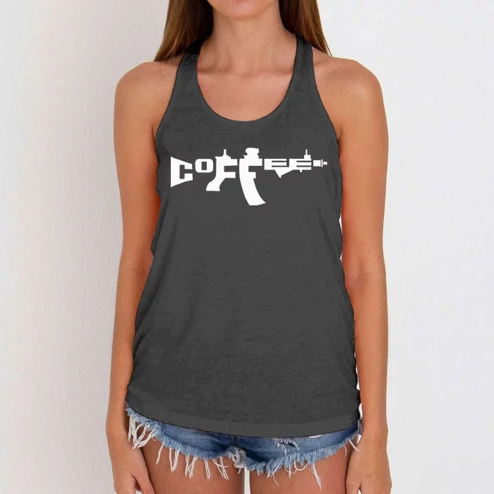 Coffee AR15 Rifle Gun Owner Women's Knotted Racerback Tank