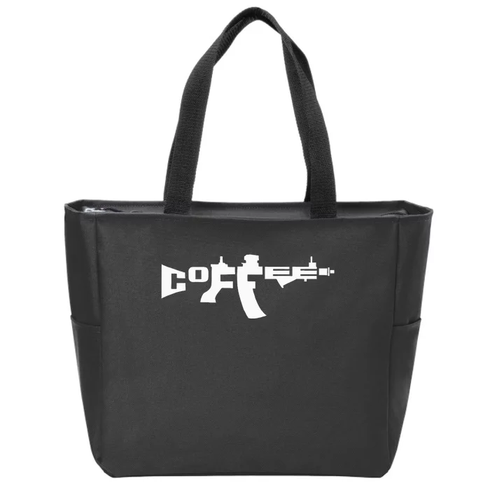 Coffee AR15 Rifle Gun Owner Zip Tote Bag