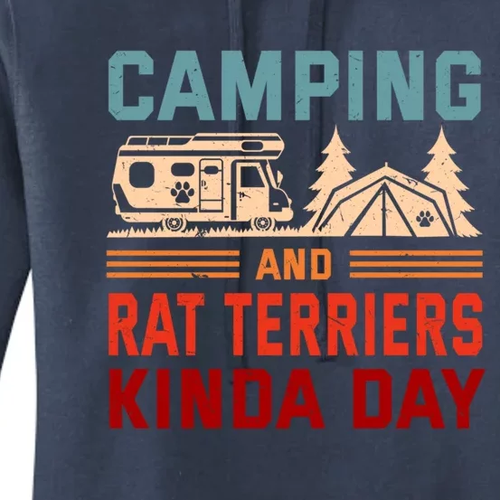 Camping And Rat Terriers Kinda Day Rattie Camper Funny Gift Women's Pullover Hoodie