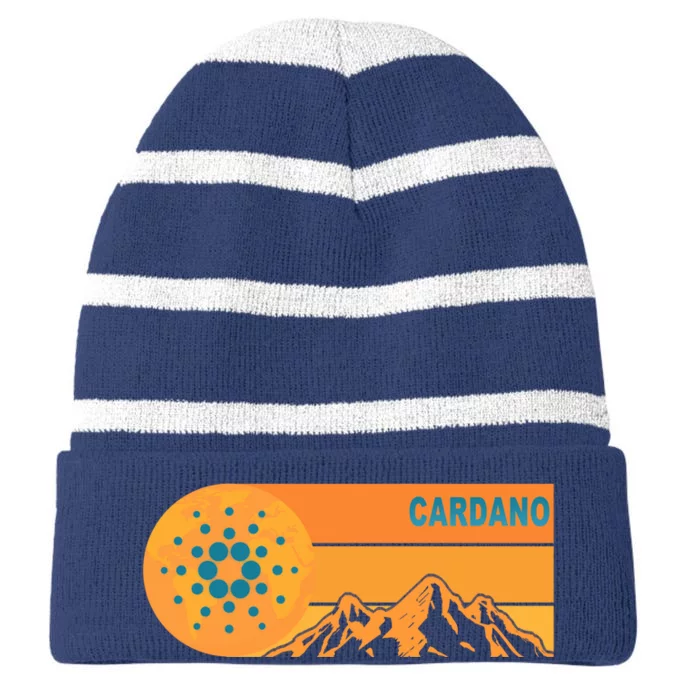 Cardano Crypto mountain Striped Beanie with Solid Band