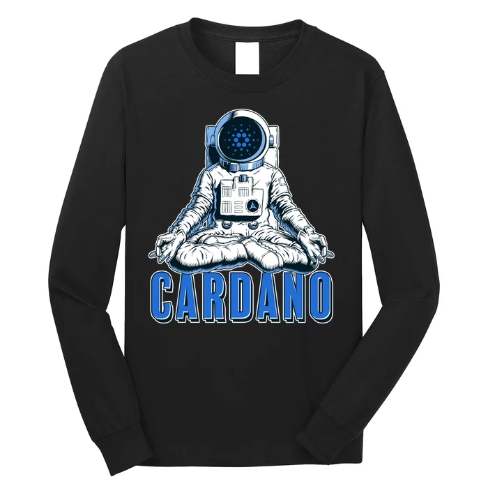 Cardano Mediating Yoga Astronaut Crypto Currency Long Sleeve Shirt