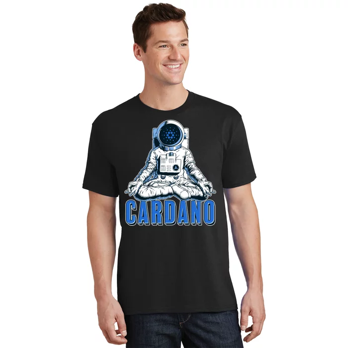 Cardano Mediating Yoga Astronaut Crypto Currency T-Shirt