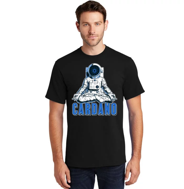 Cardano Mediating Yoga Astronaut Crypto Currency Tall T-Shirt