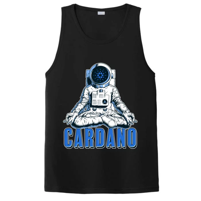 Cardano Mediating Yoga Astronaut Crypto Currency Performance Tank