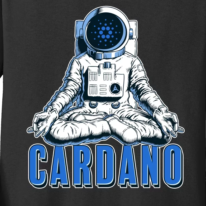 Cardano Mediating Yoga Astronaut Crypto Currency Kids Long Sleeve Shirt