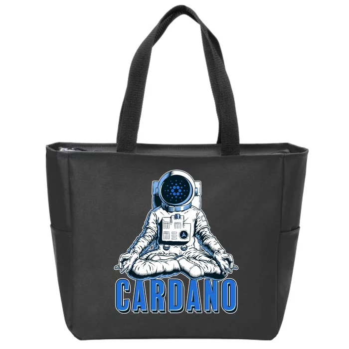 Cardano Mediating Yoga Astronaut Crypto Currency Zip Tote Bag