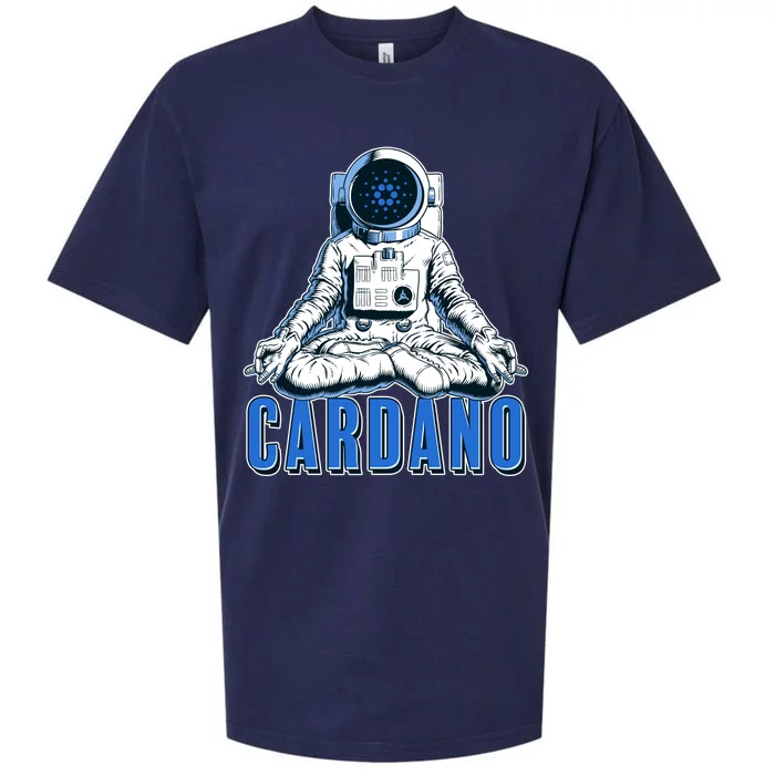 Cardano Mediating Yoga Astronaut Crypto Currency Sueded Cloud Jersey T-Shirt