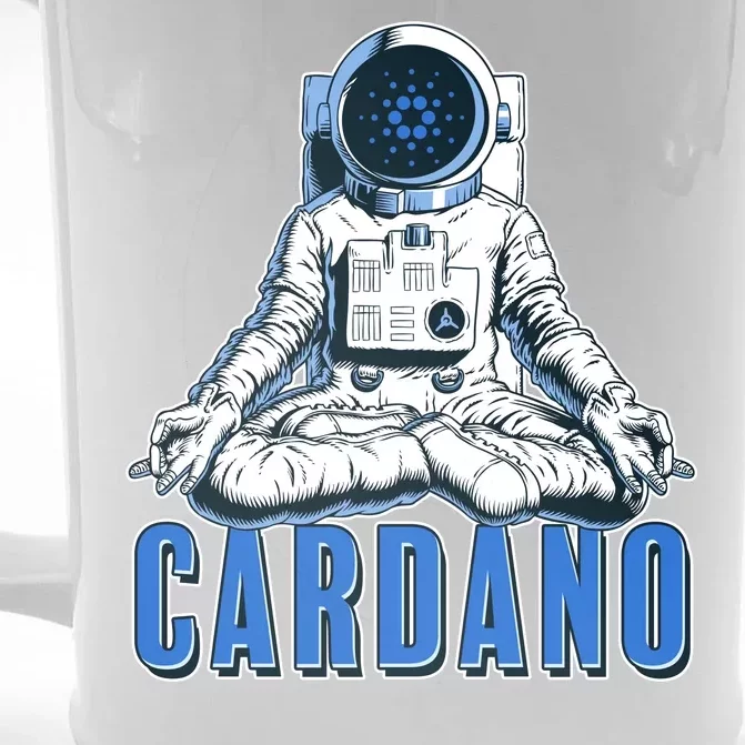 Cardano Mediating Yoga Astronaut Crypto Currency Front & Back Beer Stein