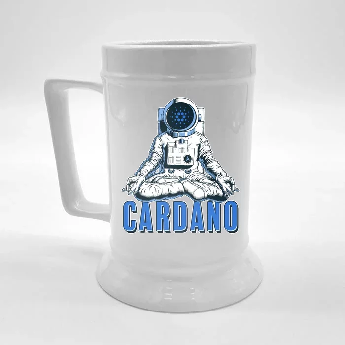 Cardano Mediating Yoga Astronaut Crypto Currency Front & Back Beer Stein