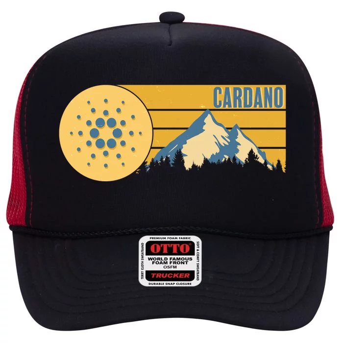 Cardano Vintage Mountains Crypto Currency High Crown Mesh Trucker Hat