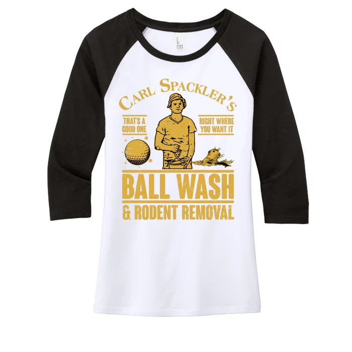 Carl's Spackler's Ball Wash And Rodent Removal Women's Tri-Blend 3/4-Sleeve Raglan Shirt