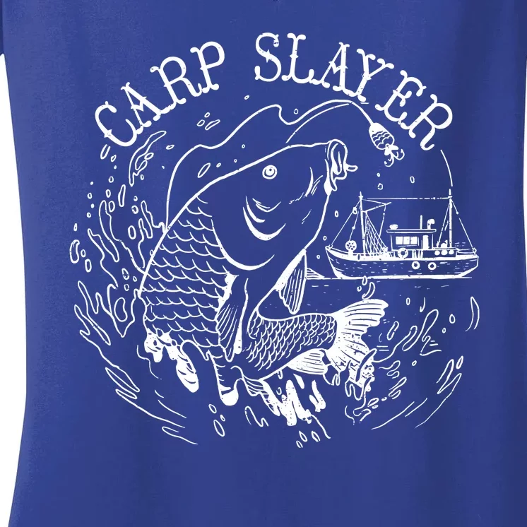 Carp Slayer Fishline Women's V-Neck T-Shirt