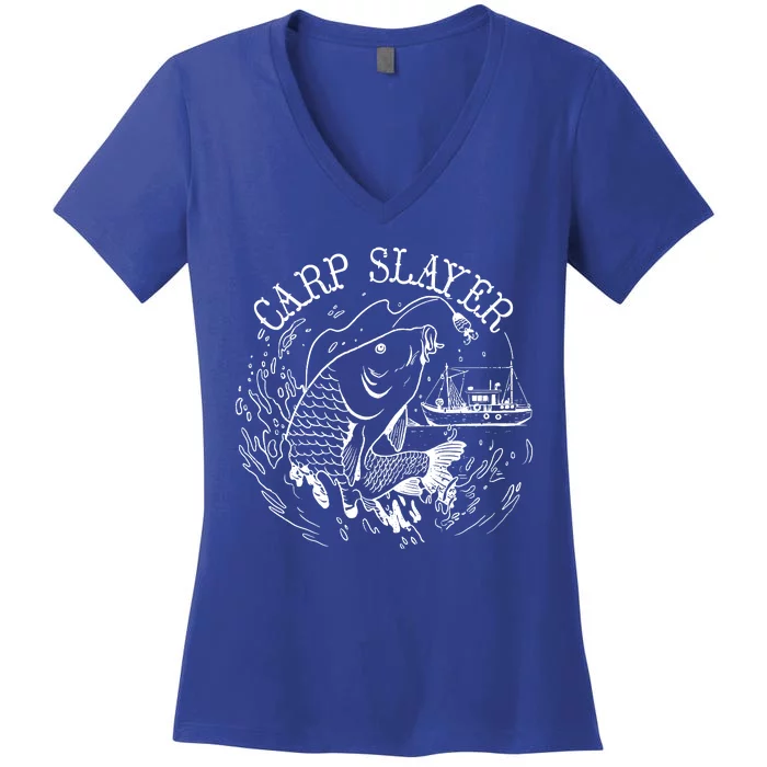 Carp Slayer Fishline Women's V-Neck T-Shirt