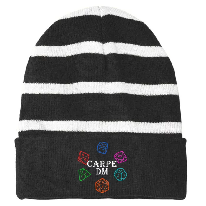 Carpe DM Funny Diem Parody Dice Striped Beanie with Solid Band