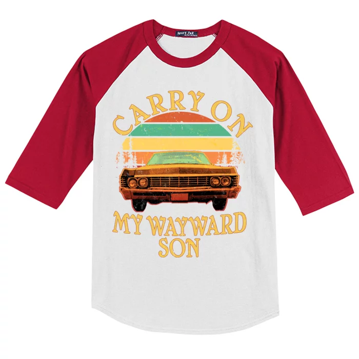 Carry On My Wayward Son Kids Colorblock Raglan Jersey