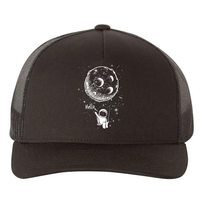 Cartoon Astronaut Moon Swing Yupoong Adult 5-Panel Trucker Hat