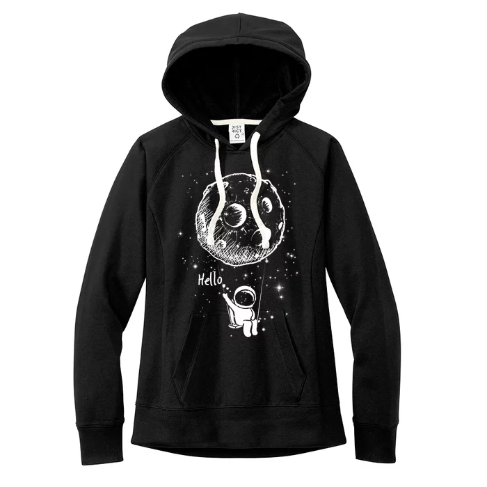 Cartoon Astronaut Moon Swing Women's Fleece Hoodie