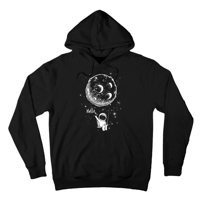 Cartoon Astronaut Moon Swing Tall Hoodie