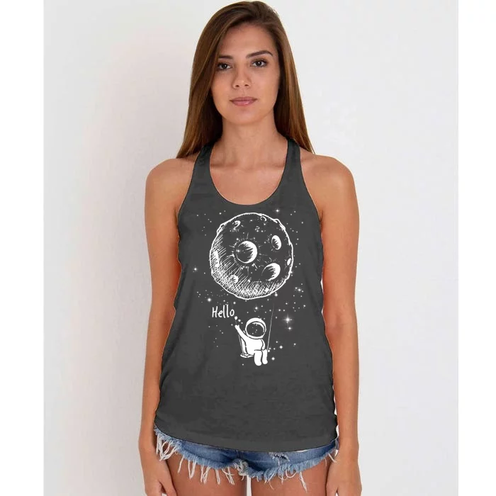 Cartoon Astronaut Moon Swing Women's Knotted Racerback Tank