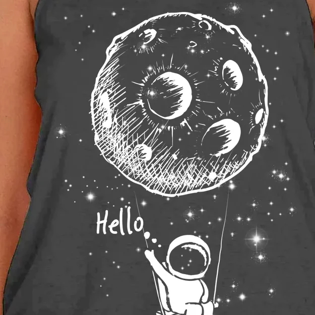 Cartoon Astronaut Moon Swing Women's Knotted Racerback Tank