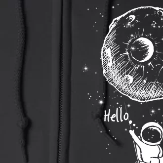 Cartoon Astronaut Moon Swing Full Zip Hoodie