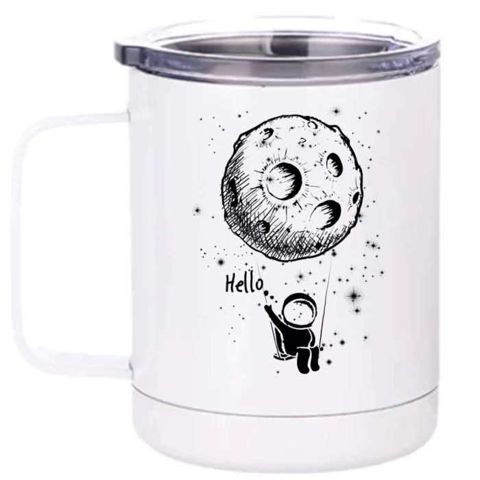 Cartoon Astronaut Moon Swing Front & Back 12oz Stainless Steel Tumbler Cup