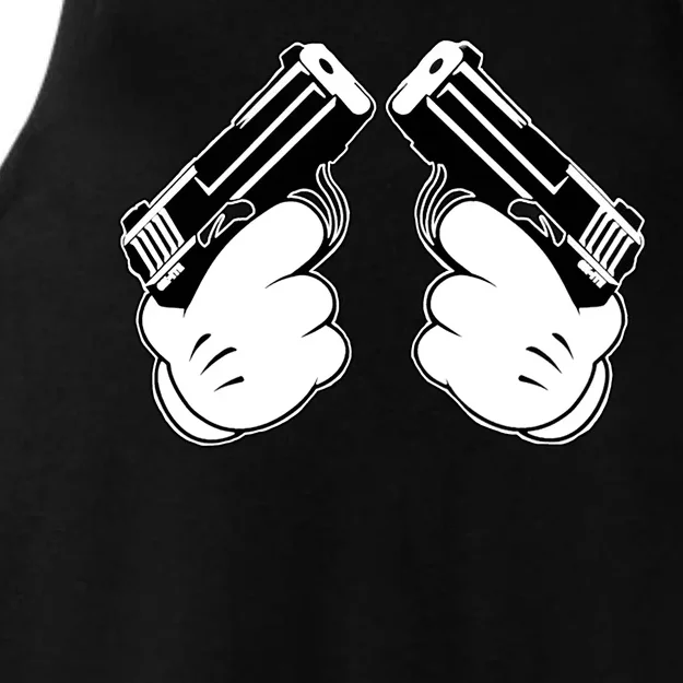 Cartoon Guns Hands Pistol Ladies Tri-Blend Wicking Tank