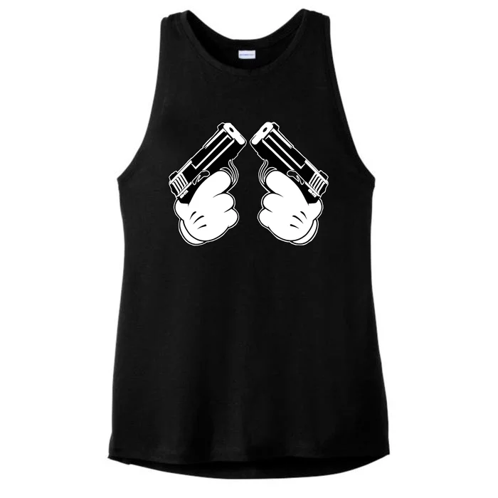 Cartoon Guns Hands Pistol Ladies Tri-Blend Wicking Tank