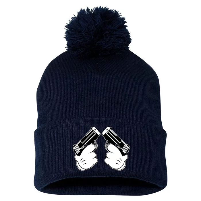 Cartoon Guns Hands Pistol Pom Pom 12in Knit Beanie