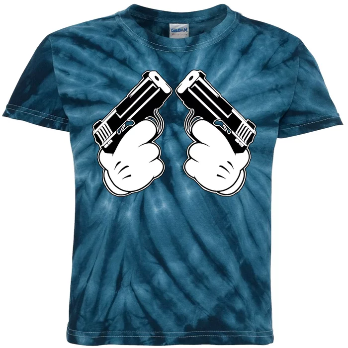 Cartoon Guns Hands Pistol Kids Tie-Dye T-Shirt