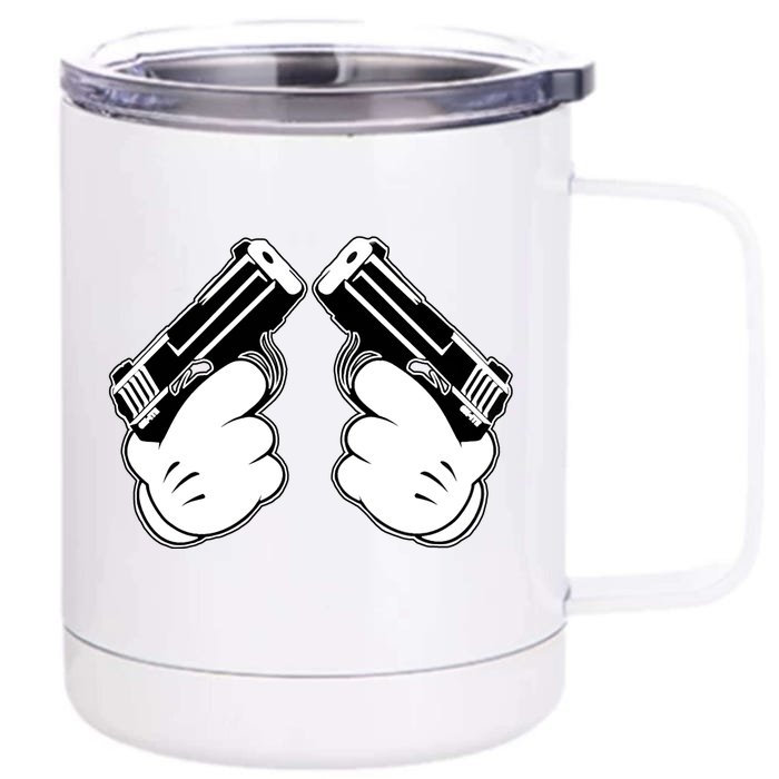 Cartoon Guns Hands Pistol Front & Back 12oz Stainless Steel Tumbler Cup