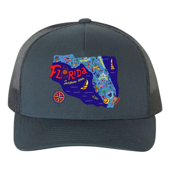 Cartoon Map of Florida Yupoong Adult 5-Panel Trucker Hat