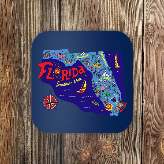 Cartoon Map of Florida Coaster