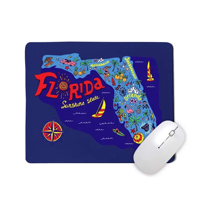 Cartoon Map of Florida Mousepad