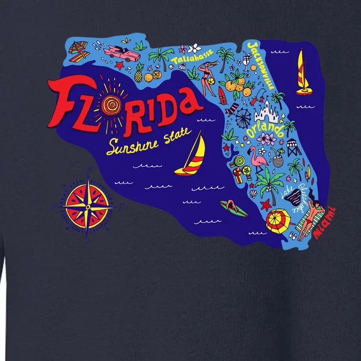 Cartoon Map of Florida Toddler Sweatshirt