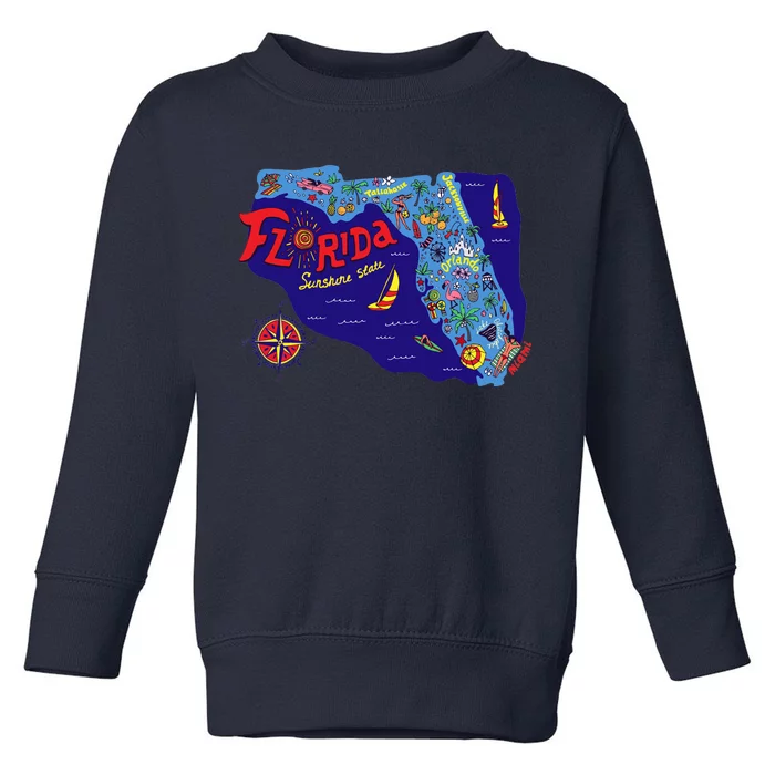 Cartoon Map of Florida Toddler Sweatshirt