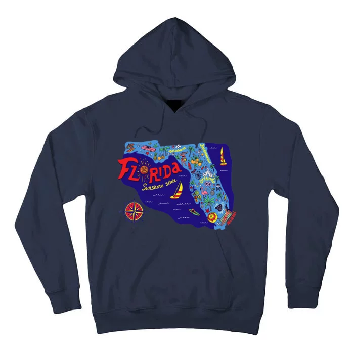 Cartoon Map of Florida Tall Hoodie